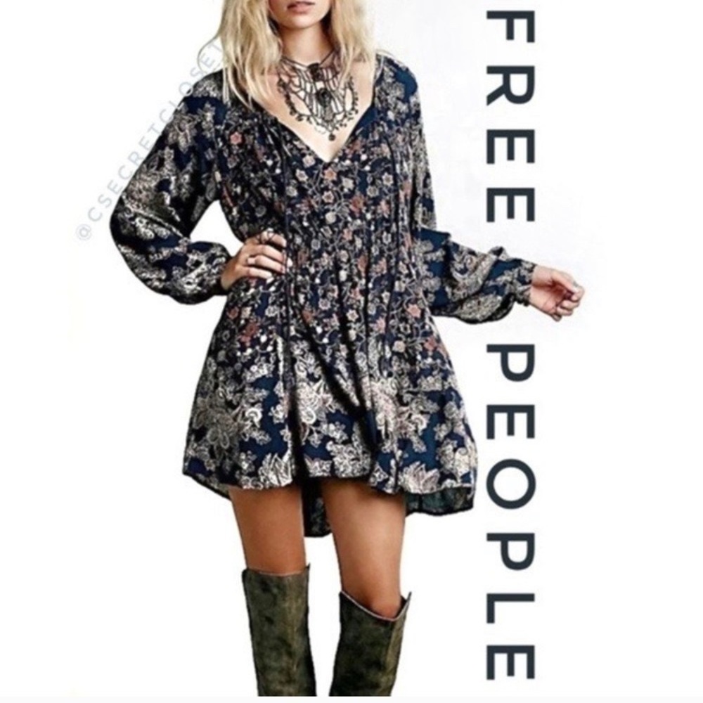 Free People Boho Floral Mini Tunic Dress